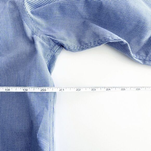 Tommy Hilfiger Mens Collared Shirt Slim Flit Micro Plaid Long Sleeve Blue Sz 16 - Picture 7 of 8